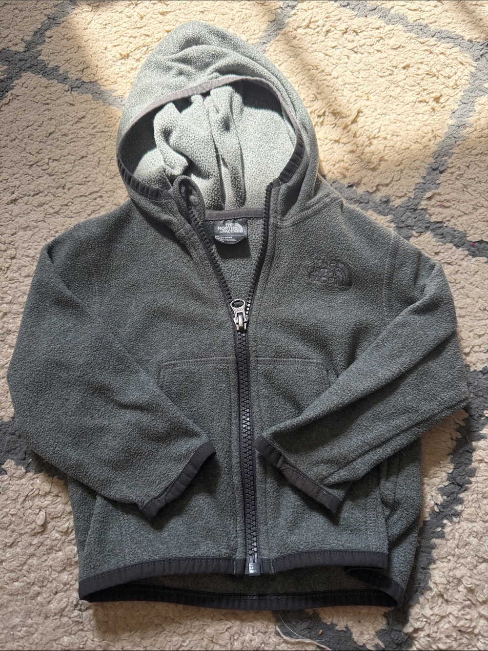 The North Face Kids Gray Hooded Fleece Zip Jacket